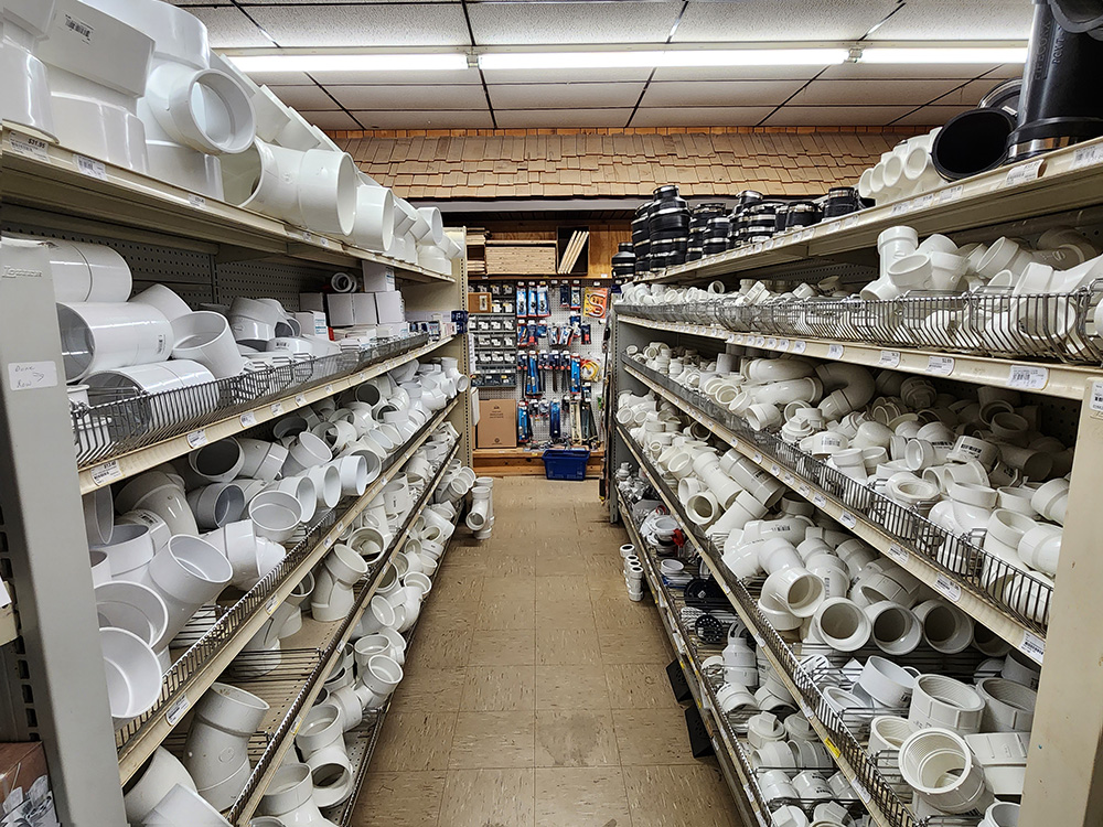 C&S Hilltop Hardware store isle of pvc fittings
